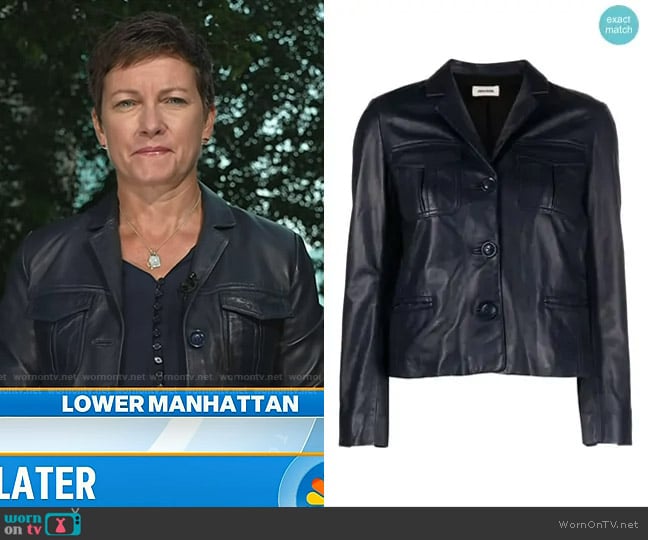 Zadig & Voltaire Twity Satin Blouse in Sailor worn by Stephanie Gosk on Today