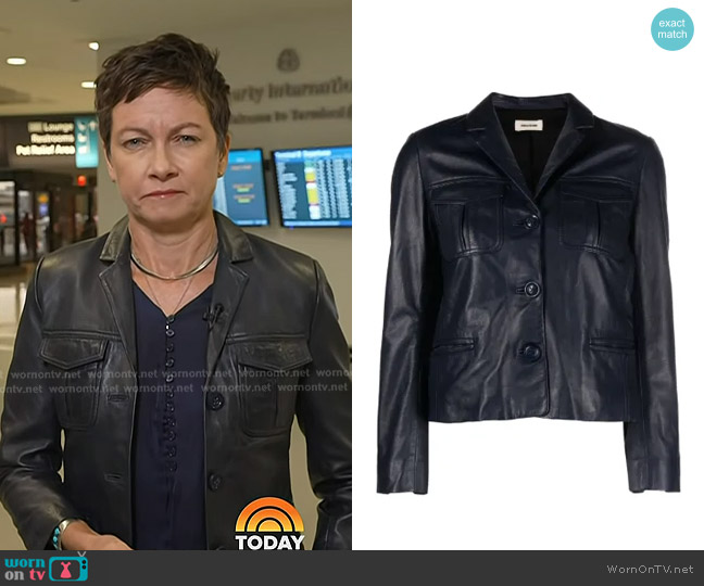 Zadig & Voltaire Twity Satin Blouse in Sailor worn by Stephanie Gosk on Today