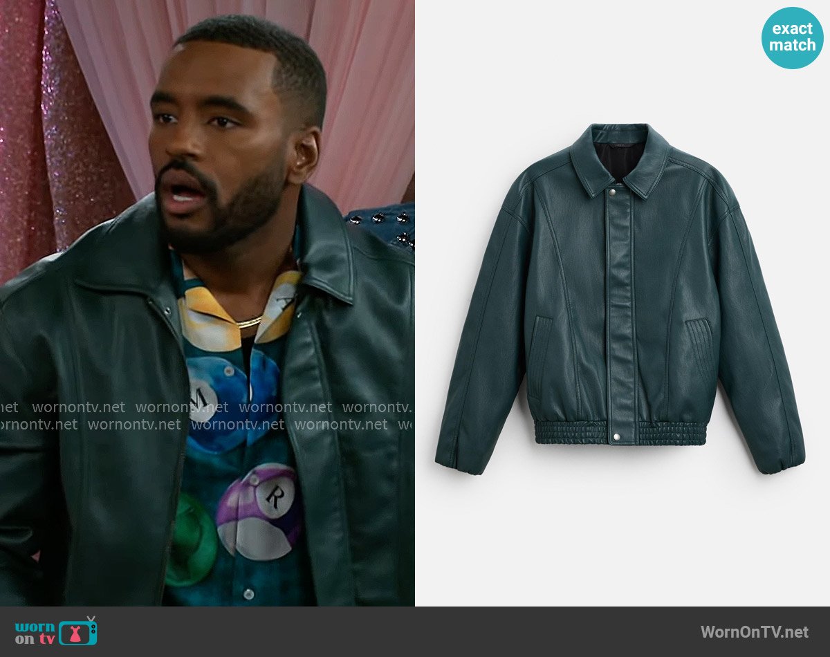 Zara Faux Leather Bomber Jacket worn by Andre Richardson (Sean Freeman) on Beyond the Gates