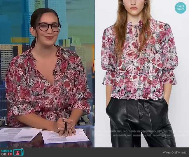 Zara Floral Print Top worn by Savannah Sellers on NBC News Daily
