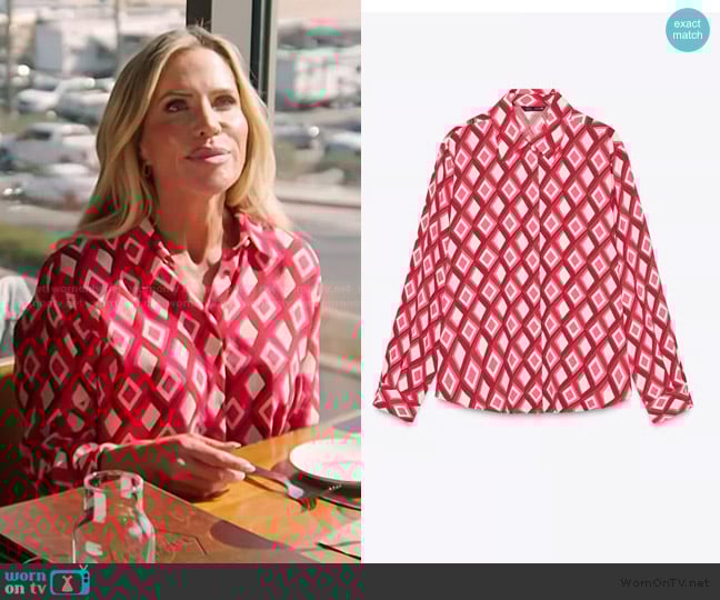 Zara Geometric Print Blouse worn by Jennifer Pedranti on The Real Housewives of Orange County