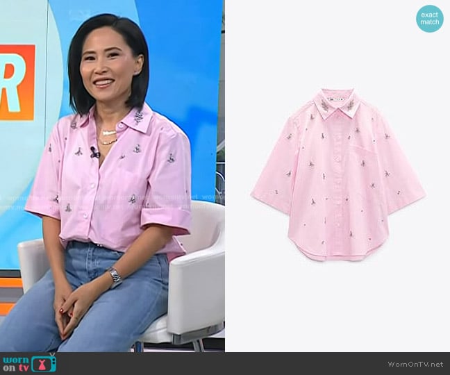 Zara Jewel Poplin Shirt worn by Vicky Nguyen on Today