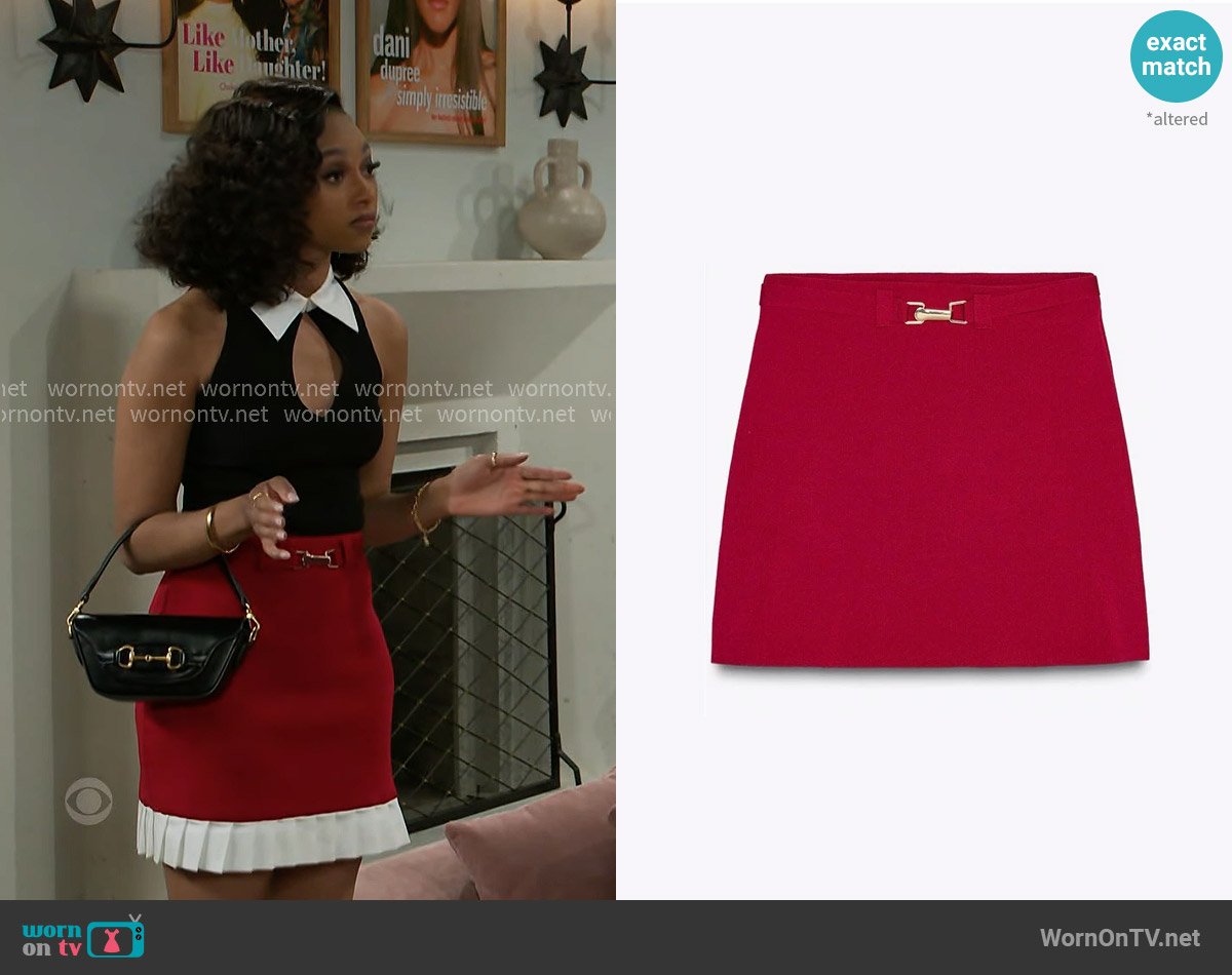 Zara Knit Mini Skirt with Belt worn by Kat Richardson (Colby Muhammad) on Beyond the Gates