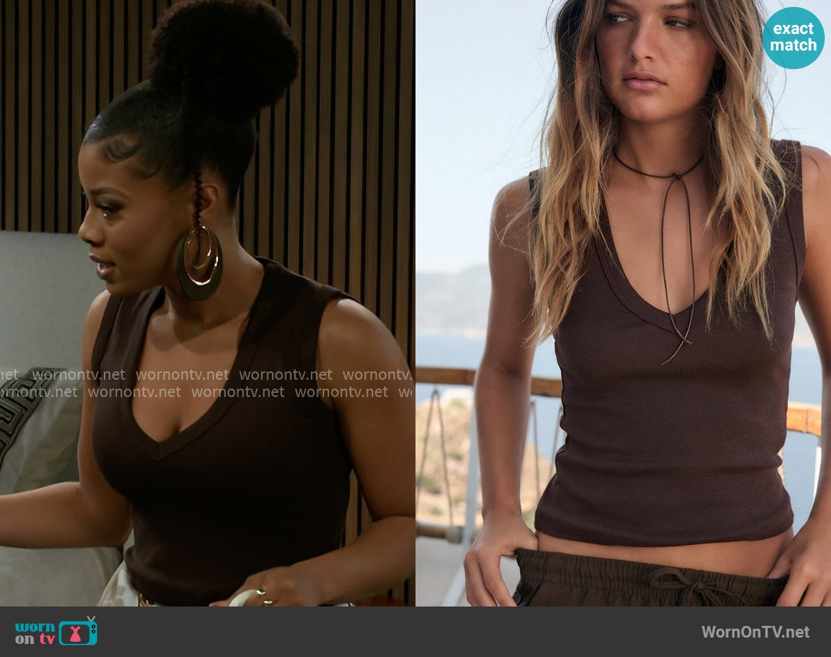 Zara V-neck Top in Dark Brown