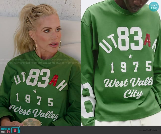 Zara West Valley Printed Sweatshirt worn by Gretchen Rossi on The Real Housewives of Orange County