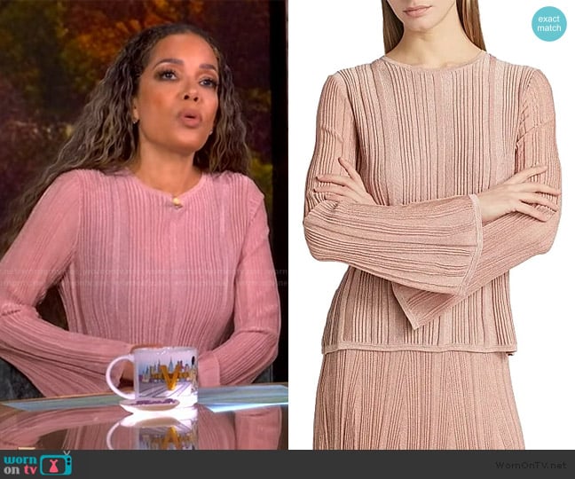 Zimmermann Lucky Metallic Ribbed Top worn by Sunny Hostin on The View