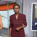 Zinhle’s maroon blazer and pants on NBC News Daily