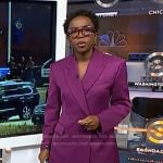Zinhle’s purple blazer and pants on NBC News Daily