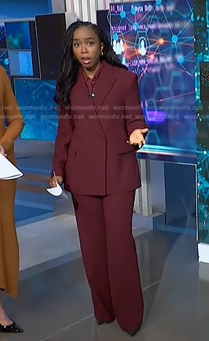 Zinhle's maroon blazer and pants on NBC News Daily