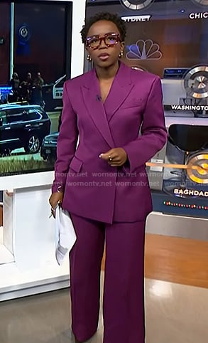 Zinhle’s purple blazer and pants on NBC News Daily