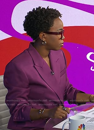 Zinhle's purple blazer and pants on NBC News Daily