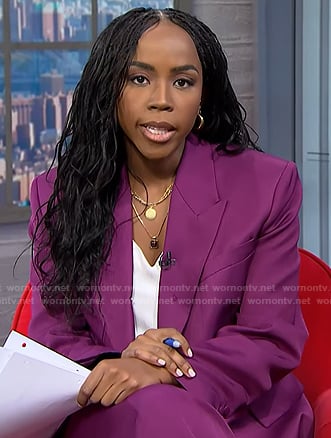 Zinhle's purple blazer and pants on NBC News Daily