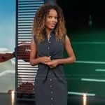 Zuri’s sleeveless navy shirtdress on Access Hollywood