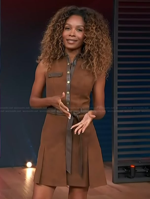 Zuri's suede mixed media mini dress on Access Hollywood