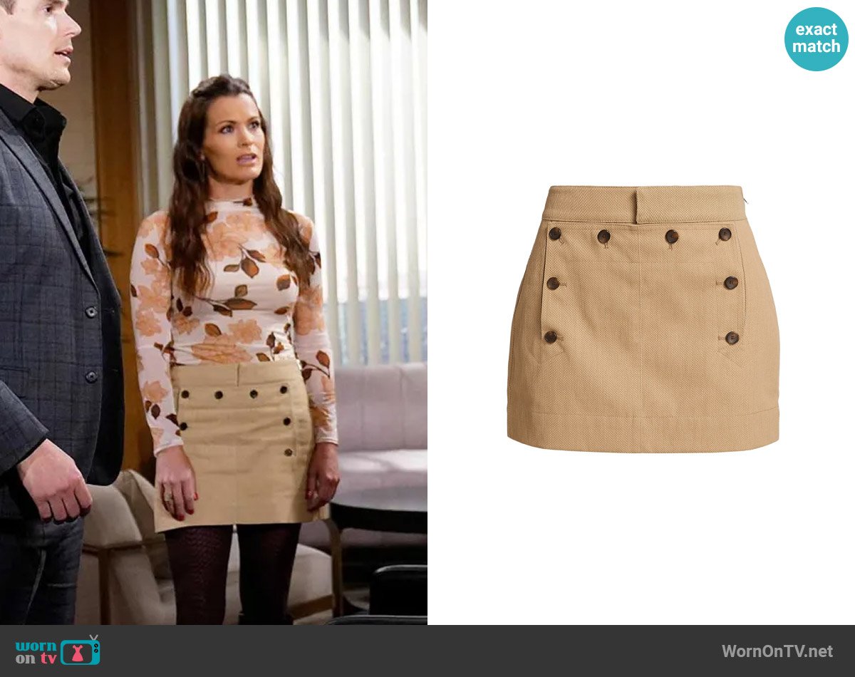 A.L.C. Elli Button-Front Miniskirt worn by Chelsea Lawson (Melissa Claire Egan) on The Young and the Restless