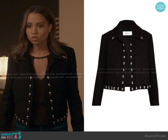 A.L.C. Grey Studded Jacket worn by May Grant (Corinne Massiah) on 9-1-1