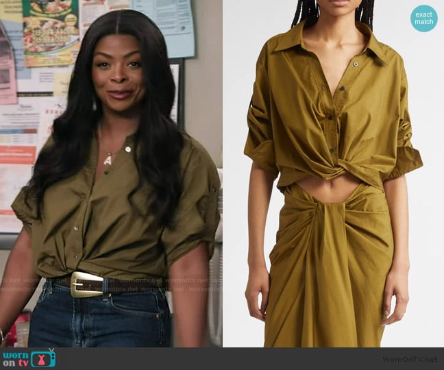 A.L.C. Leo Cropped Cotton Shirt worn by Ava Coleman (Janelle James) on Abbott Elementary