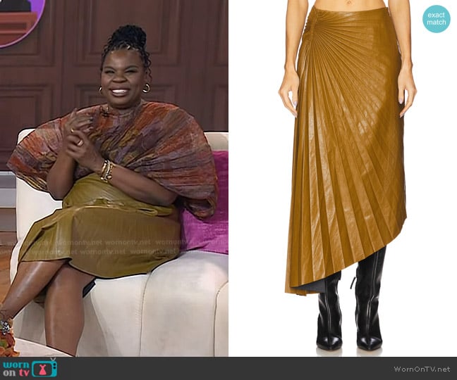 A.L.C. Tracy Skirt in Saddle worn by Leslie Jones on Today