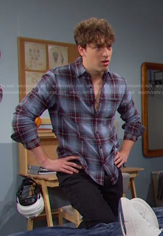 Aaron's blue plaid shirt on Days of our Lives