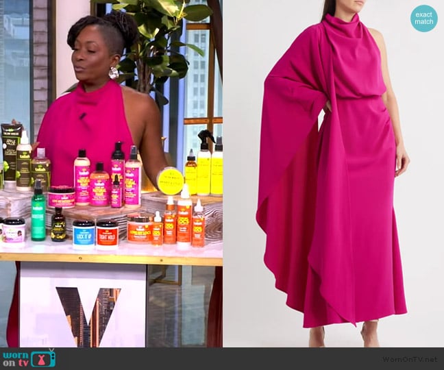 Acler Flintshire One-Shoulder Halter Gown worn by Taliah Waajid on The View