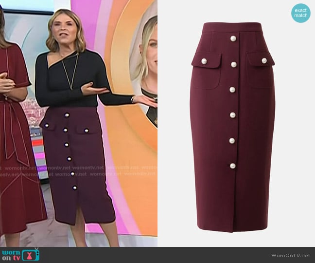 Adam Lippe Front Button Midi Skirt worn by Jenna Bush Hager on Today