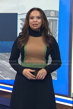 Adelle’s black colorblock knit dress on Today