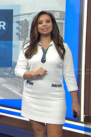 Adelle’s white denim-trim dress on Today