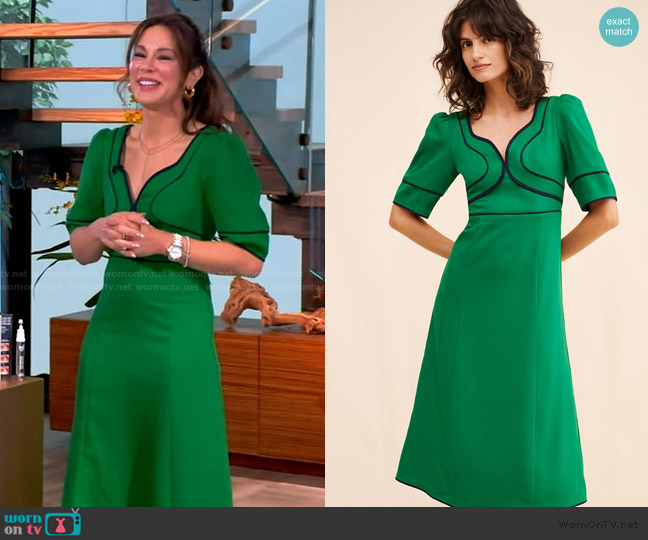 Adelyn Rae Sonia Contrast Piped Midi Dress worn by Dr Lindsey Zubritsky on The View