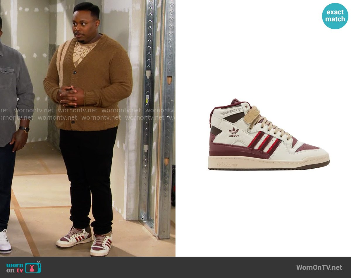 Adidas Cuts & Slices x Forum 84 High Sneakers worn by Marty (Marcel Spears) on The Neighborhood