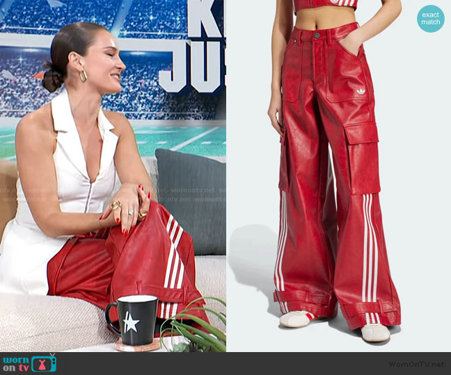 Adidas Faux Leather Pants worn by Kristin Juszczyk on Access Hollywood