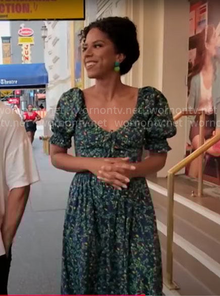 Adriana Diaz’s green floral midi dress on CBS Mornings