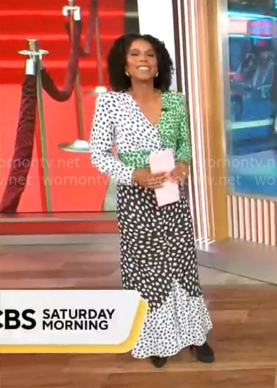 Adriana Diaz's mixed print dress on CBS This Morning