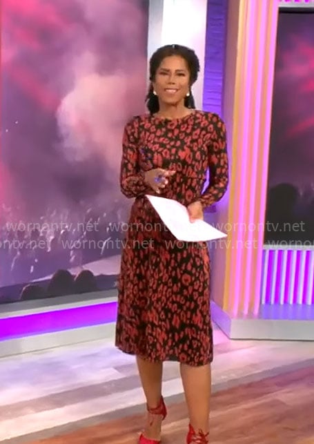 Adriana Diaz’s red leopard print dress on CBS Mornings