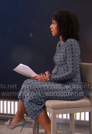 Adriana Diaz's steel blue polka dot dress on CBS Mornings