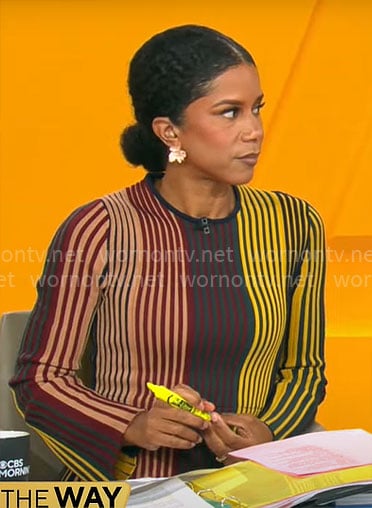 Adriana Diaz's vertical striped dress on CBS Mornings