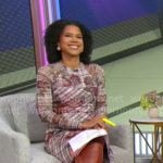Adriana Diaz’s floral and plaid midi dress on CBS Mornings