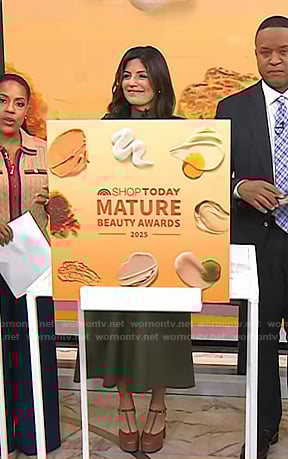 Adrianna's brown ankle strap platform pumps on Today