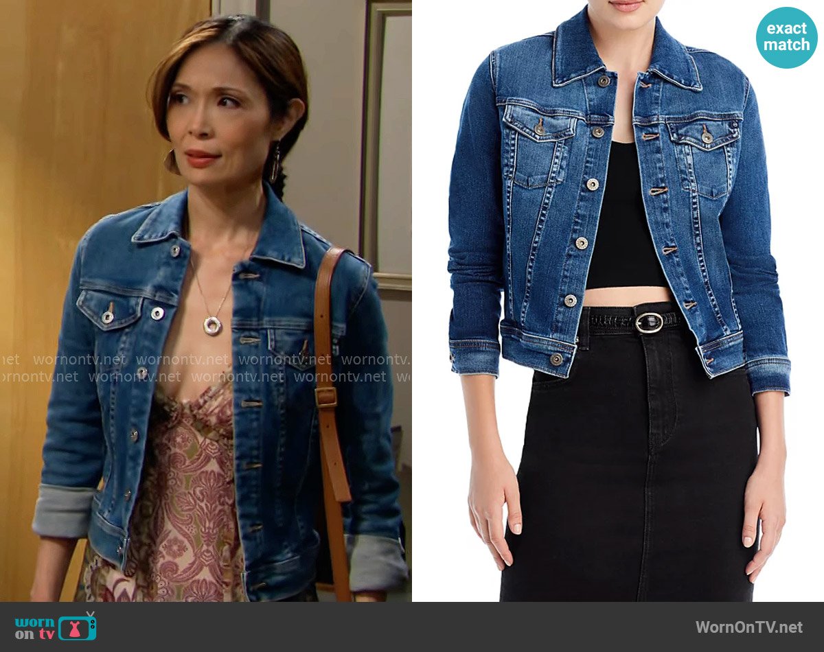 AG Robyn Denim Jacket worn by Penelope Poppy Nozawa (Romy Park) on The Bold and the Beautiful