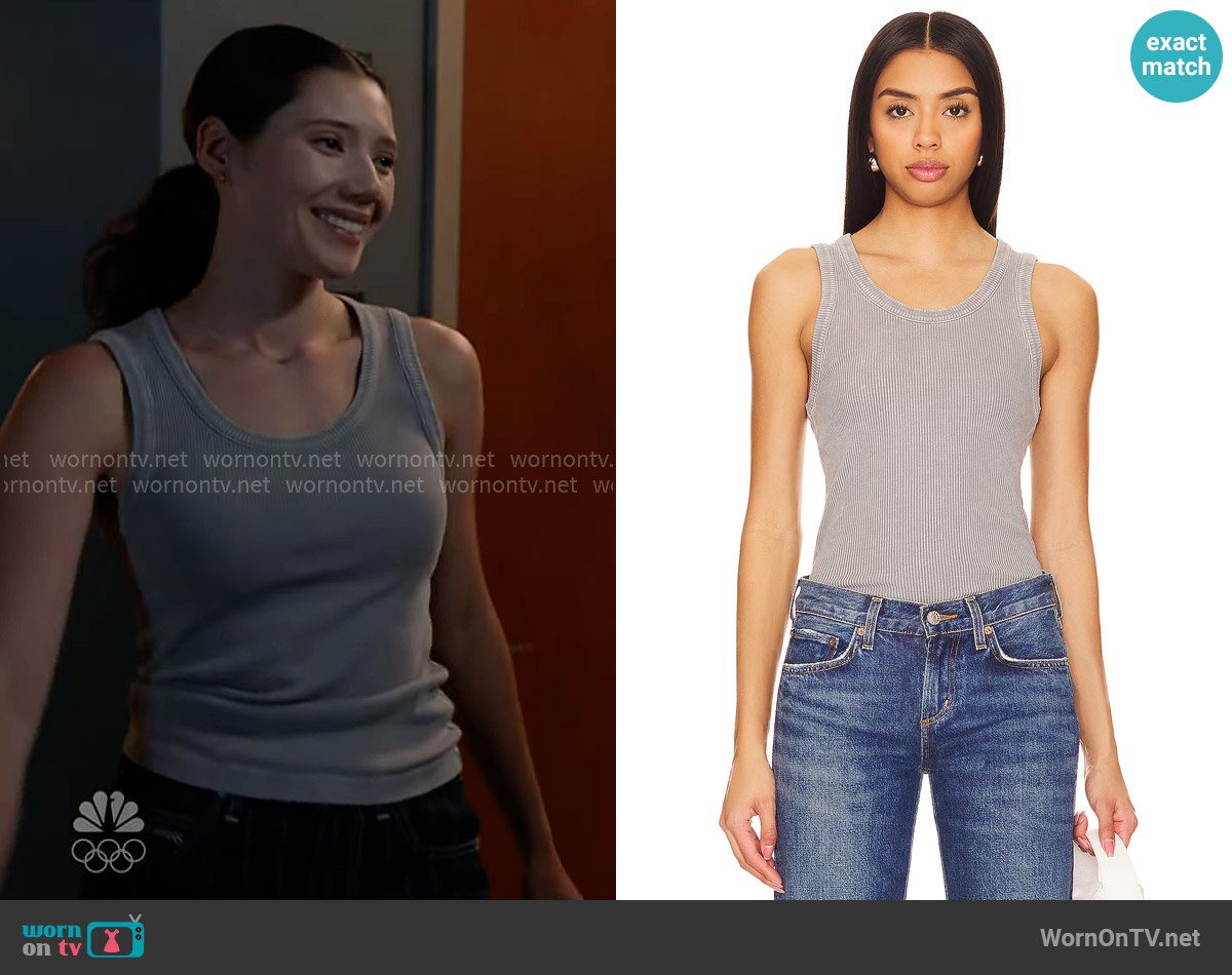 Violet’s grey ribbed tank top on Chicago Fire