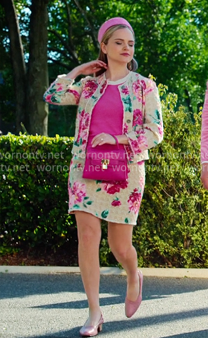 Ainsley’s floral jacket and skirt set on Loot