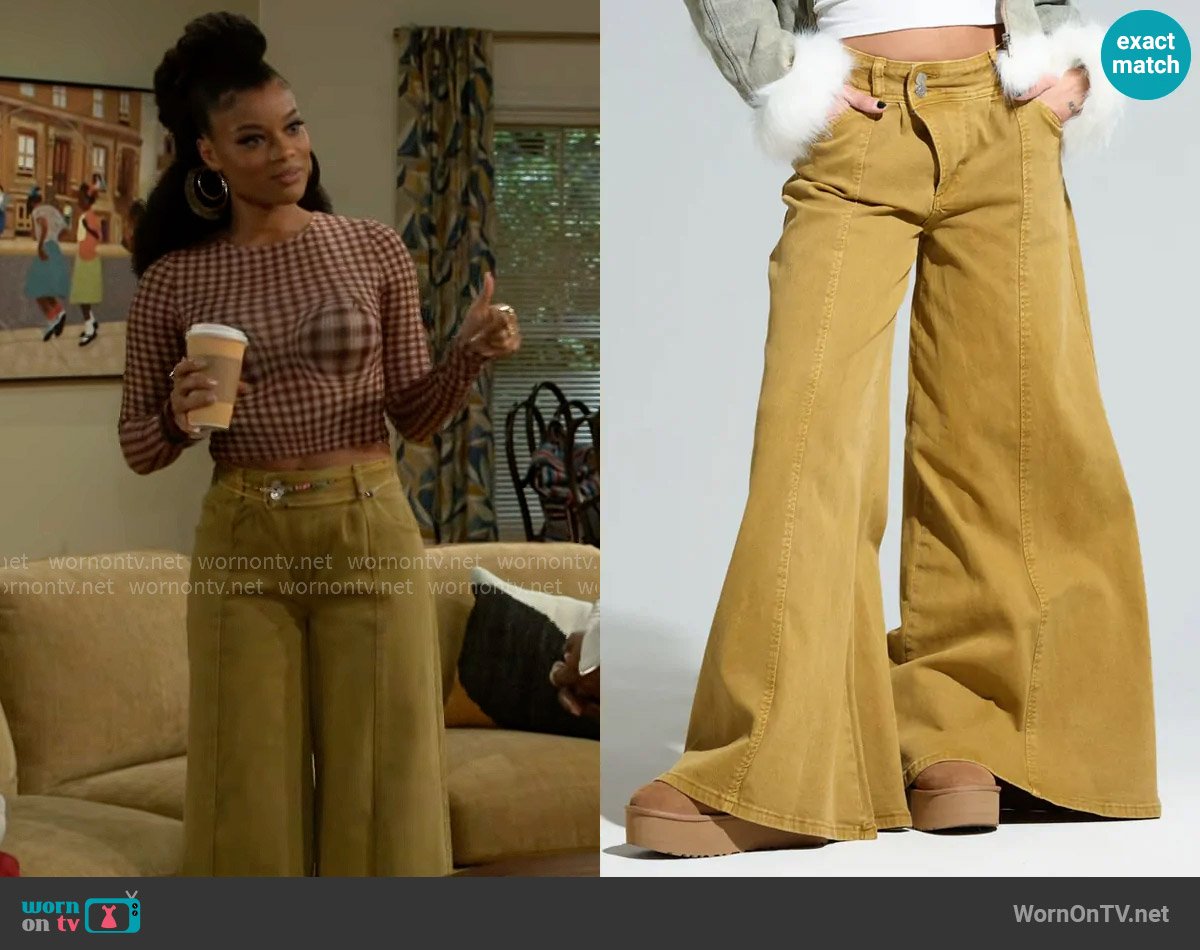 Akira Give It To Me Low Rise Denim Pant worn by Eva Thomas (Ambyr Michelle) on Beyond the Gates