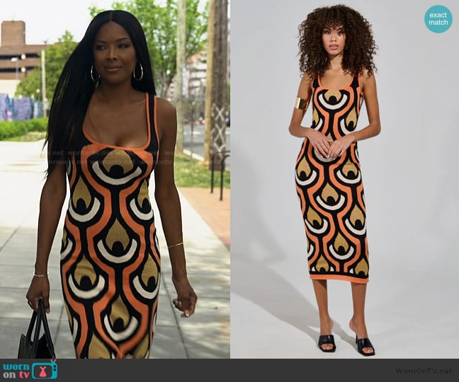 Akira Ziggy Midi Dress worn by Stacey Rusch on The Real Housewives of Potomac