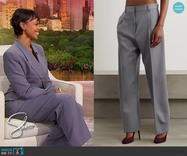 Alaia Capri pleated wool-gabardine straight-leg pants worn by Sabrina Elba on Sherri