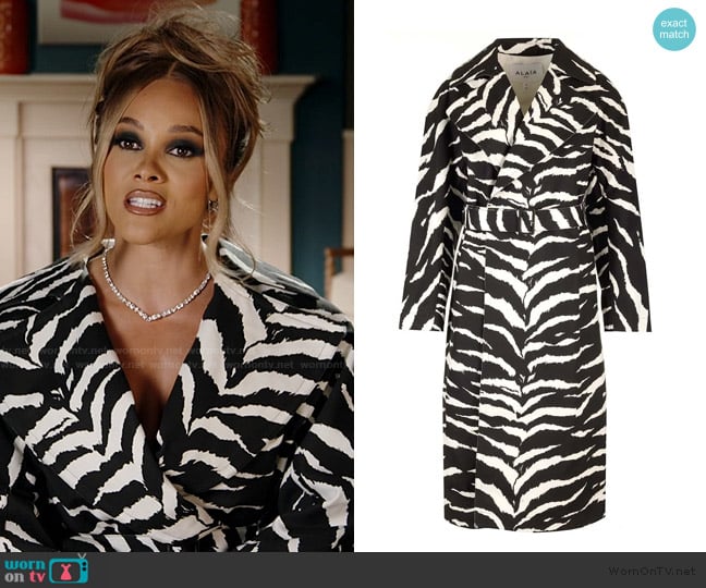 Alaia Zebra-Printed Belted Trench Coat worn by Ashley Darby on The Real Housewives of Potomac
