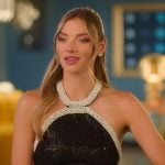 Alana’s black confessional mini dress on Selling Sunset