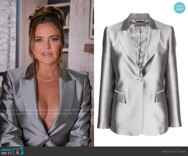 Alberta Ferretti Long-sleeved Satin Single-breasted Blazer worn by Meredith Marks on The Real Housewives of Salt Lake City
