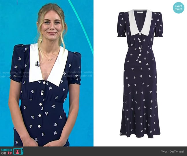 Alessandra Rich Bows Print Dress in Navy worn by Justine Lupe on Today
