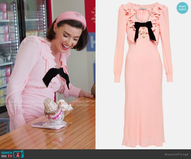 Alessandra Rich Embellished Silk-blend Midi Dress worn by Bronwyn Newport on The Real Housewives of Salt Lake City