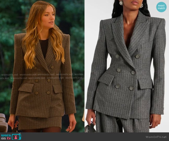 Alex Perry Pinstripe Blazer worn by Alanna Gold on Selling Sunset