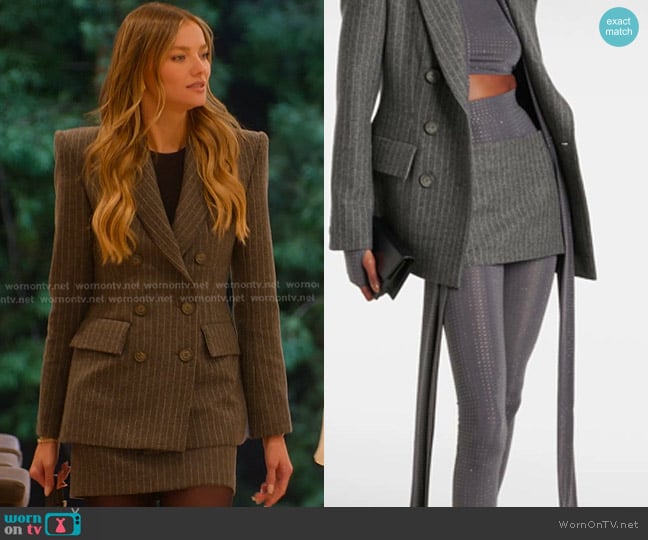 Alex Perry Pinstripe Low-rise Miniskirt worn by Alanna Gold on Selling Sunset